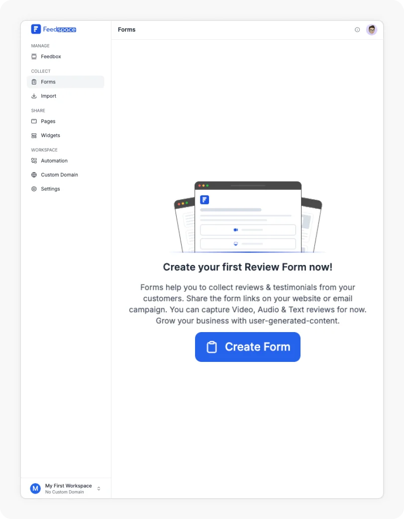 Go to Forms with Feedspace